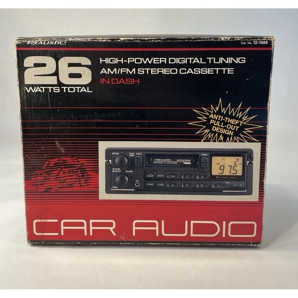 Vintage Realistic Car Stereo Cassette Player 12-1988